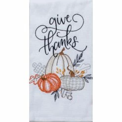 Best Pirce ???? Kay Dee Designs Give Thanks Gingham Pumpkin Embroidered Terry Towel ????