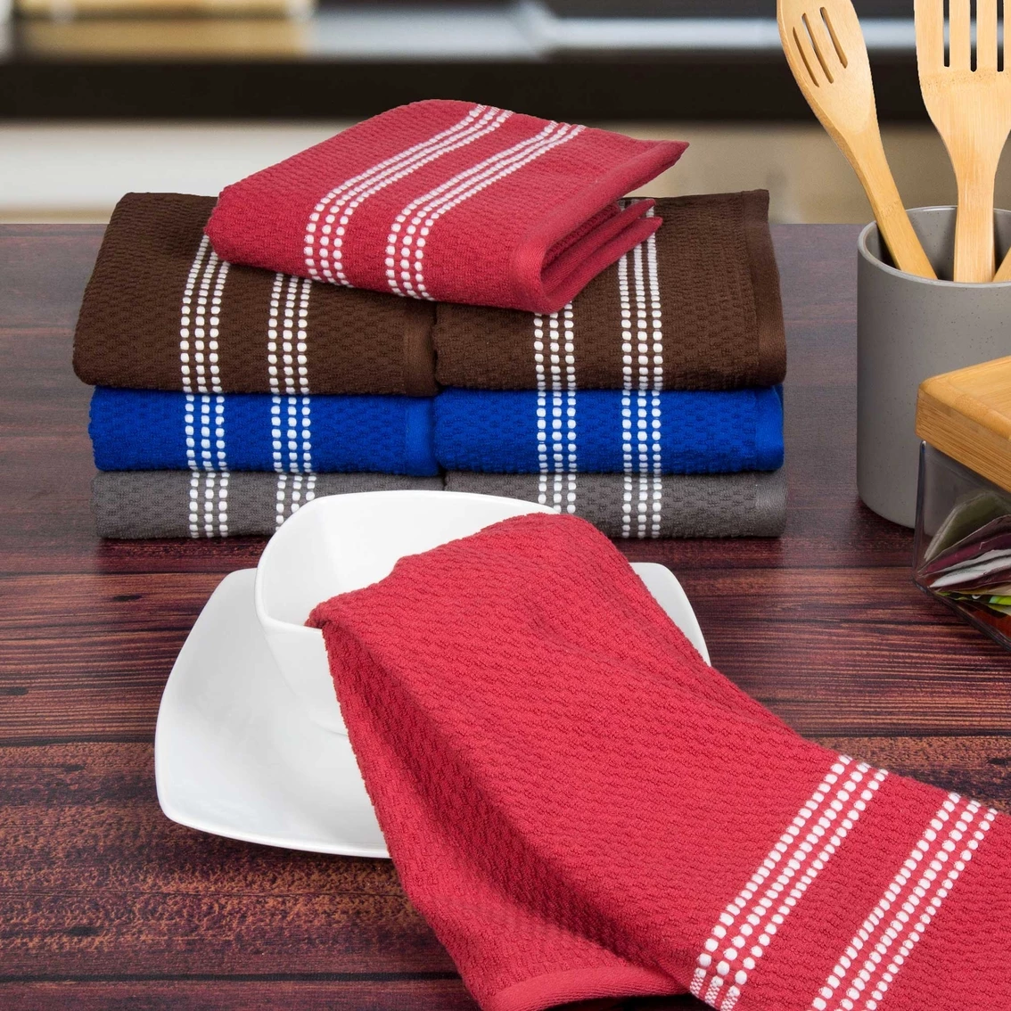 Outlet ✨ Lavish Home 100% Cotton Popcorn Terry Kitchen Towel Set ⭐ 2 Outlet ✨ Lavish Home 100% Cotton Popcorn Terry Kitchen Towel Set ⭐ - Image 2