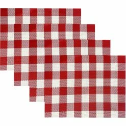 Brand new ❤️ Benson Mills Freeport Check Woven Vinyl Placemat Set Of 4 ⌛