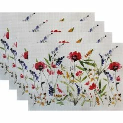 Discount ???? Benson Mills 13 X 18 In. Wild Flower Digital Print Woven Vinyl Placemat 4 Pk. ????