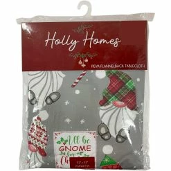 Budget ???? Other Brands Holiday PEVA Flannel-Back Tablecloth ❄ Christmas Gnomes ????