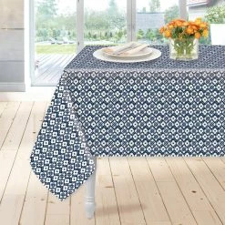 Discount ???? Homewear Linens Kearny Block PEVA Tablecloth 52 X 70 In. ✔️
