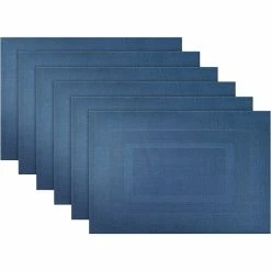 Promo ???? Design Imports Nautical Blue PVC Doubleframe Placemat 6 Pc. Set ????