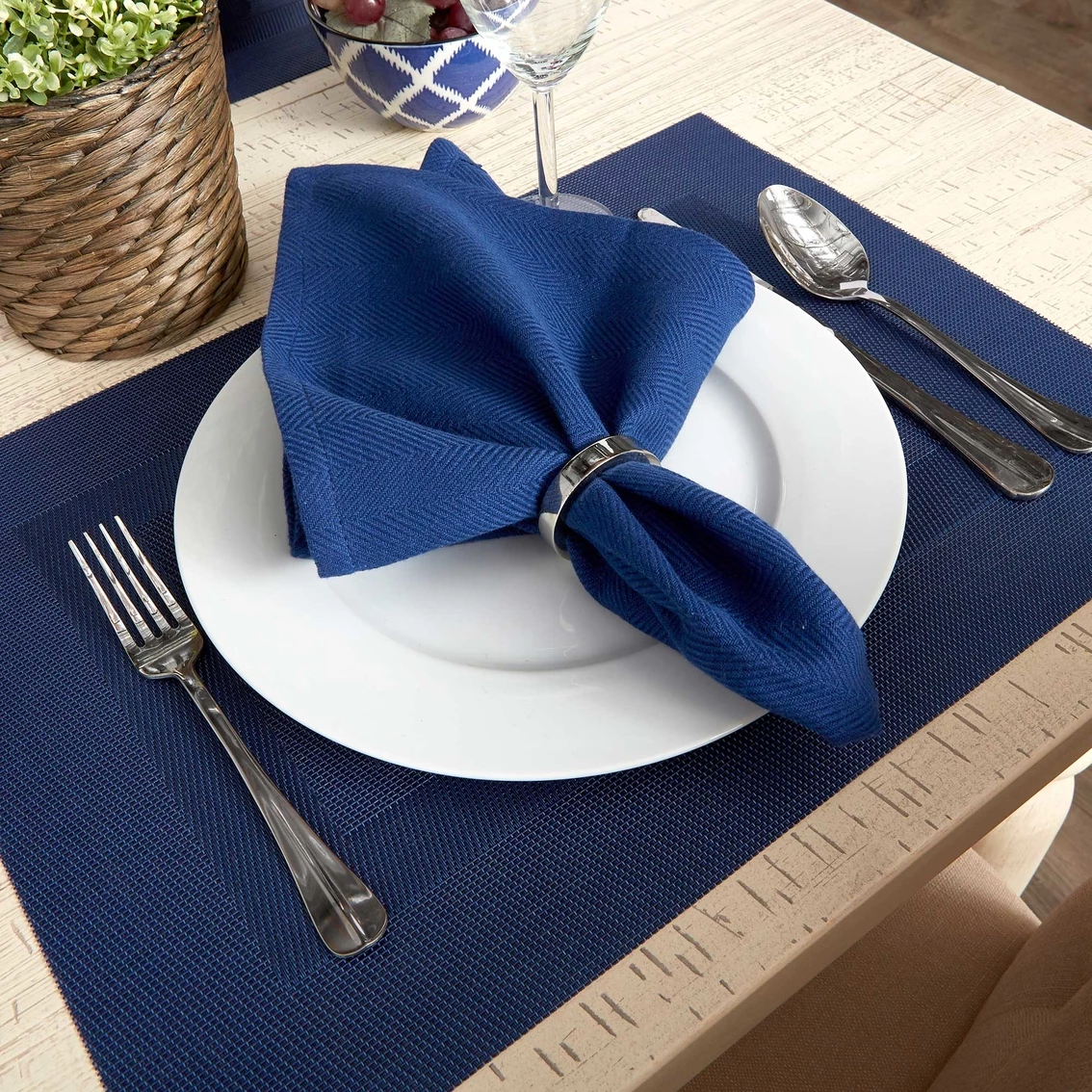 Promo ???? Design Imports Nautical Blue PVC Doubleframe Placemat 6 Pc. Set ???? 2 Promo ???? Design Imports Nautical Blue PVC Doubleframe Placemat 6 Pc. Set ???? - Image 2