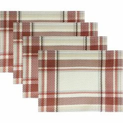 Flash Sale ???? Benson Mills Ashby Plaid Woven Vinyl Placemat Set Of 4 ????