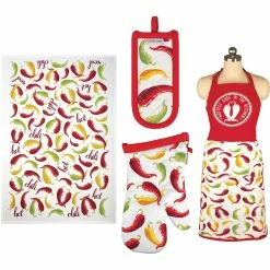 Best Sale ???? MUkitchen Kitchen Towel, Apron, Oven Mitt And Handle Slip Cover 4 Pc. Set ????